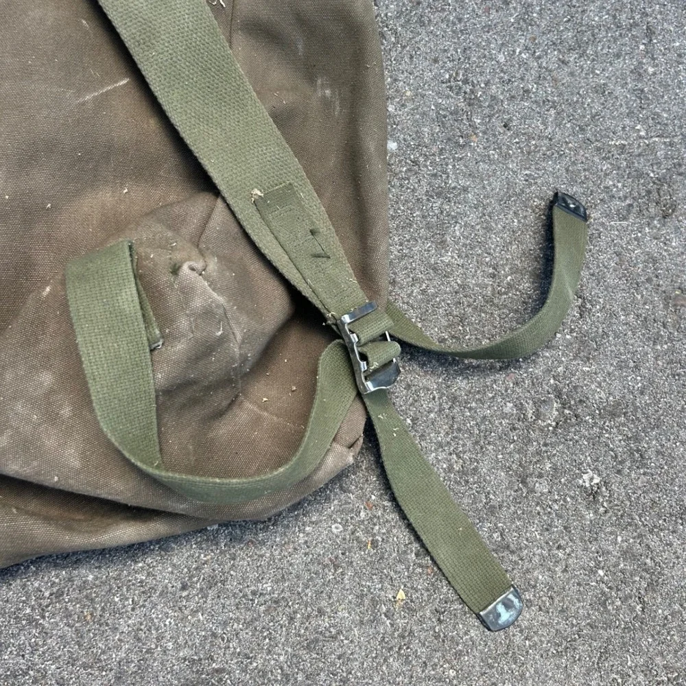Vintage Military Canvas Rucksack FSS Stencil Olive Drab Field Bag Backpack